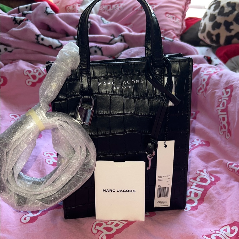 Marc Jacobs Black Croc-Embossed mini Tote
